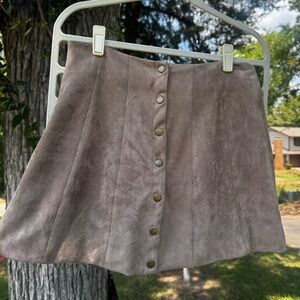 Altar'd State Taupe Button-Down Mini Skirt